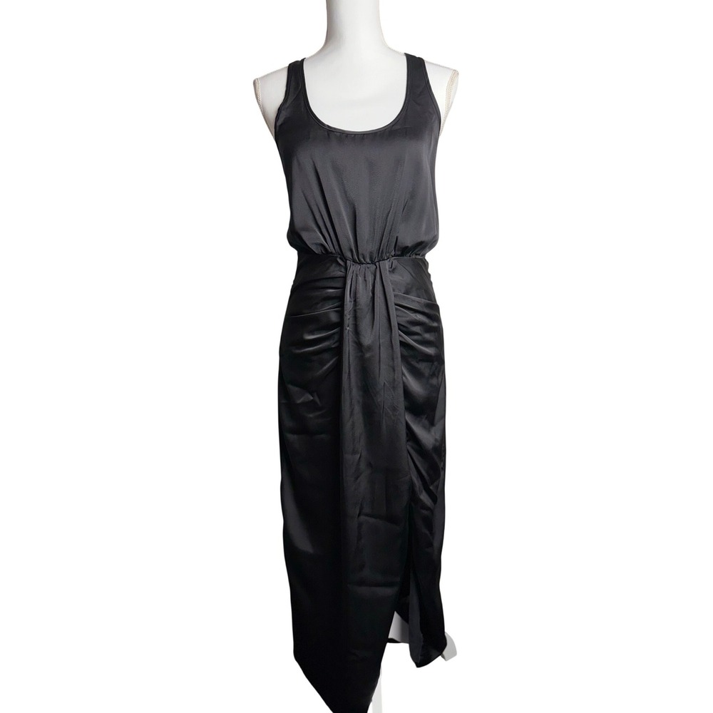 Mustard Seed Black Racerback Whimsigoth Maxi Dress Draped Gathered Waist Size S